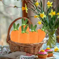 Easter Fabric Carrot Shaped Bag 10X Easter Goody Candy Drawstring Bags Easter Basket Stuffers Rabbit Ear Velvet Bags For Spring 1