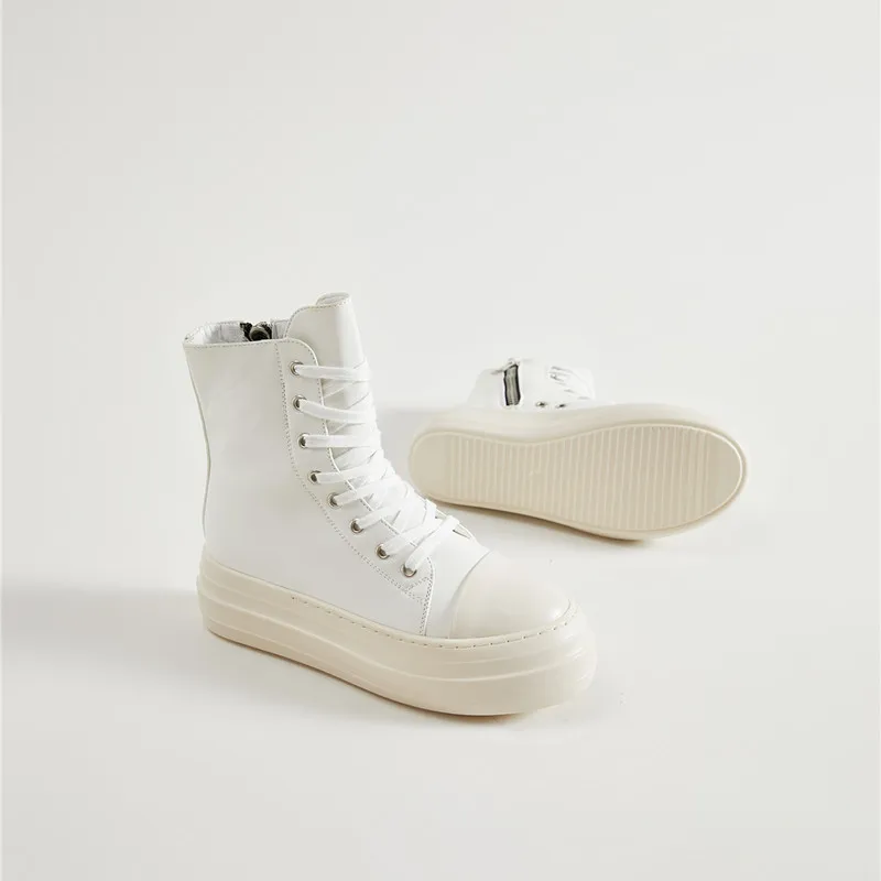 Trendy Canvas Shoes Luxury Trainers Ankle Lace Up Women Sneaker Zip Hip Hop Streetwear Flat Chunky Sneaker Shoes