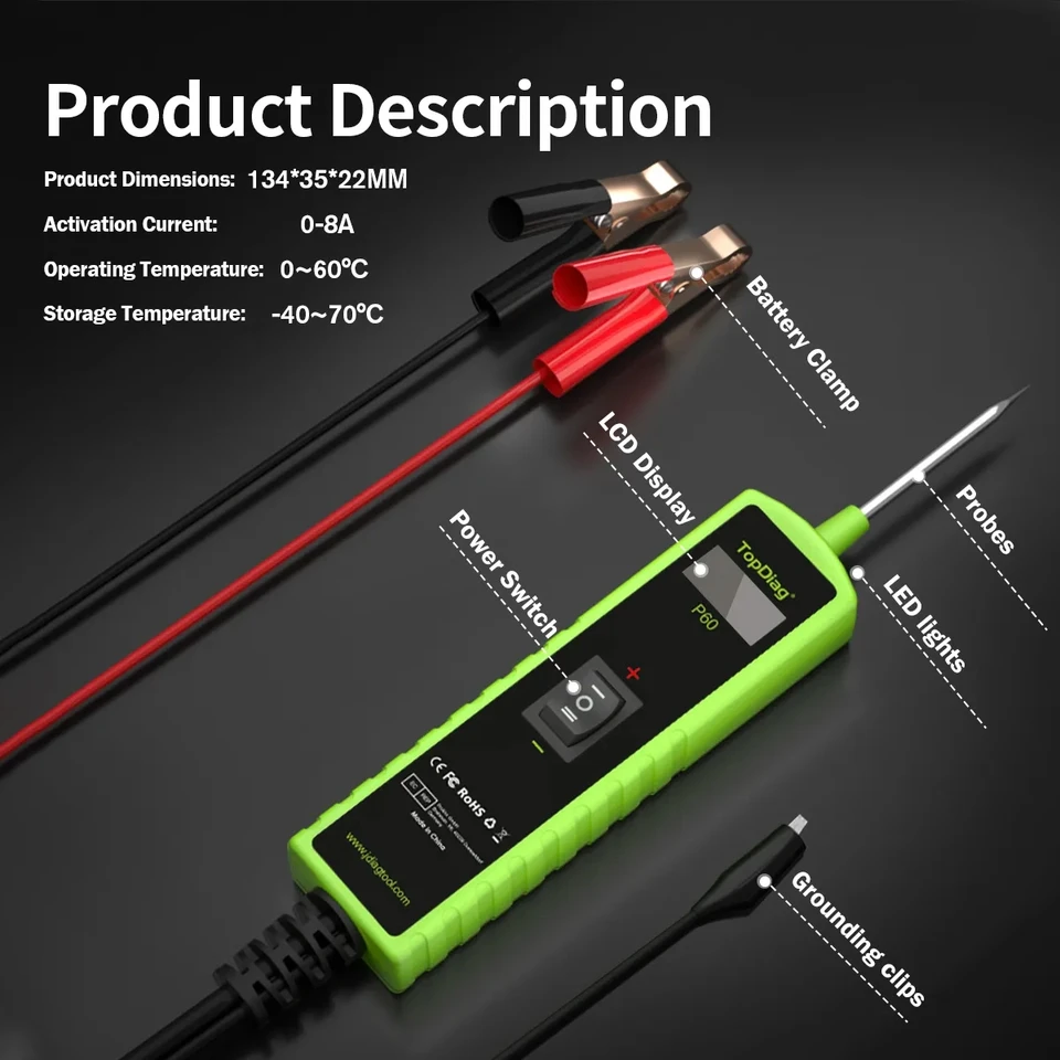 Localizzatore Di Guasti Per Circuiti Auto – Scanner Digitale Per Cortocircuiti E Aperti, Tester Di Cablaggio Con Sonda Da 61 Cm