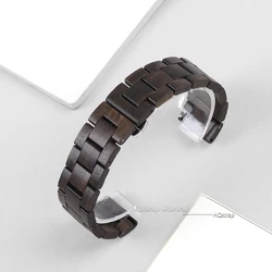Premium Wooden Watchband Strap - Elegant Wood Design Watch Bracelet for 22mm (Black)