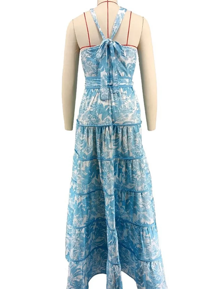 Wmstar Dresses for Women Tie Dye Stretch Maxi Dresses Sweet Big Swing Summer Holiday Clothes Bandage Wholesale Dropshipping