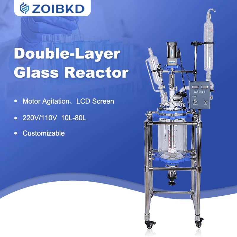 Zoibkd 1080l Lab Jacketed Glass Reactor Chemistry Distillation Double