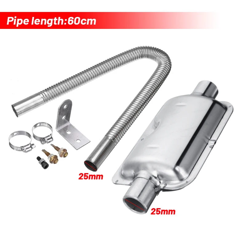 60-300cm Car Diesel Air Parking Heater Exhaust Pipe w/ 2 Clamps Fuel Tank Exhaust Pipe Stainless Steel Hose For Diesel Heater