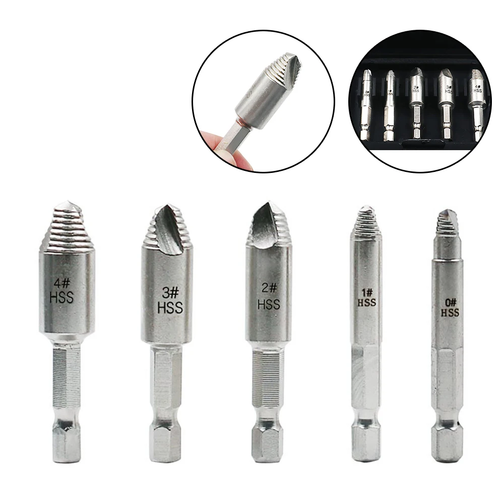 5pc Damaged Screw Extractor Remover Drill Bit Set Disassemble Screws Bolt Stud Slip Teeth Demolish Stripped Broken Remover Tools 22pcs set damaged screw extractor remover drill bit set disassemble screws bolt stud slip teeth stripped broken remover tools