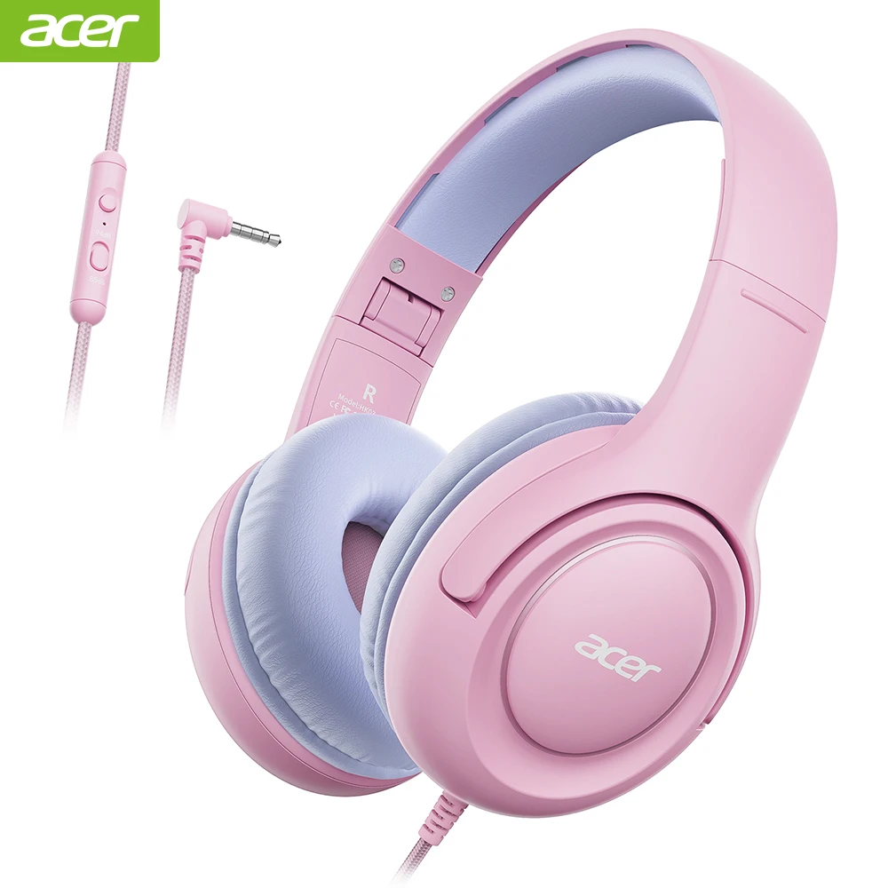 Acer Kids Headphones Wired for School 85/94dB Volume Limiter Foldable Stereo Sound Headset for Kids Learning Tablet IPad PC 2