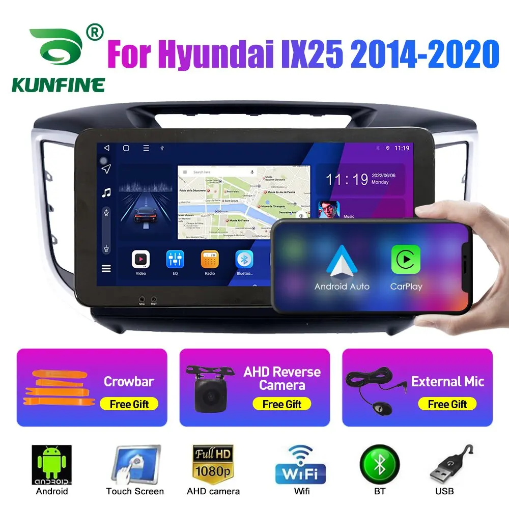 

Автомобильный радиоприемник 10,33 дюйма для Hyundai IX25 2014-2020 2Din Android Восьмиядерный автомобильный стерео DVD GPS-навигатор плеер QLED экран Carplay