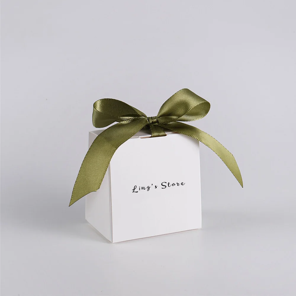 50/100 Stück 7 x 5 x 7 cm individuelles Logo Schmuck Geschenk gefaltete Süßigkeiten Taschen Süßigkeiten Hochzeit Gefälligkeiten Schokolade Party Schleife Geschenk Organizer Lagerung – Detail 7