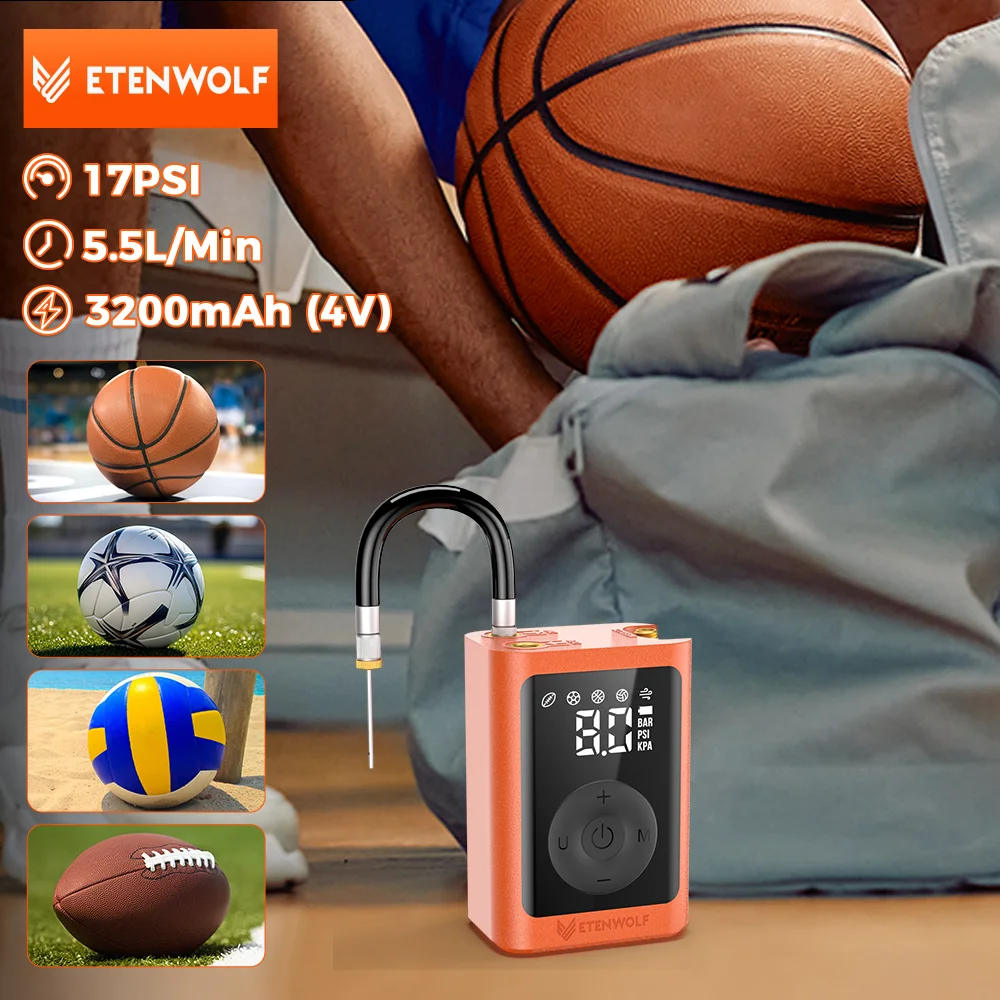 ETENWOLF P300 Plus Electric Ball Pump - Rechargeable Sports Ball Inflator With 3200mAh Battery