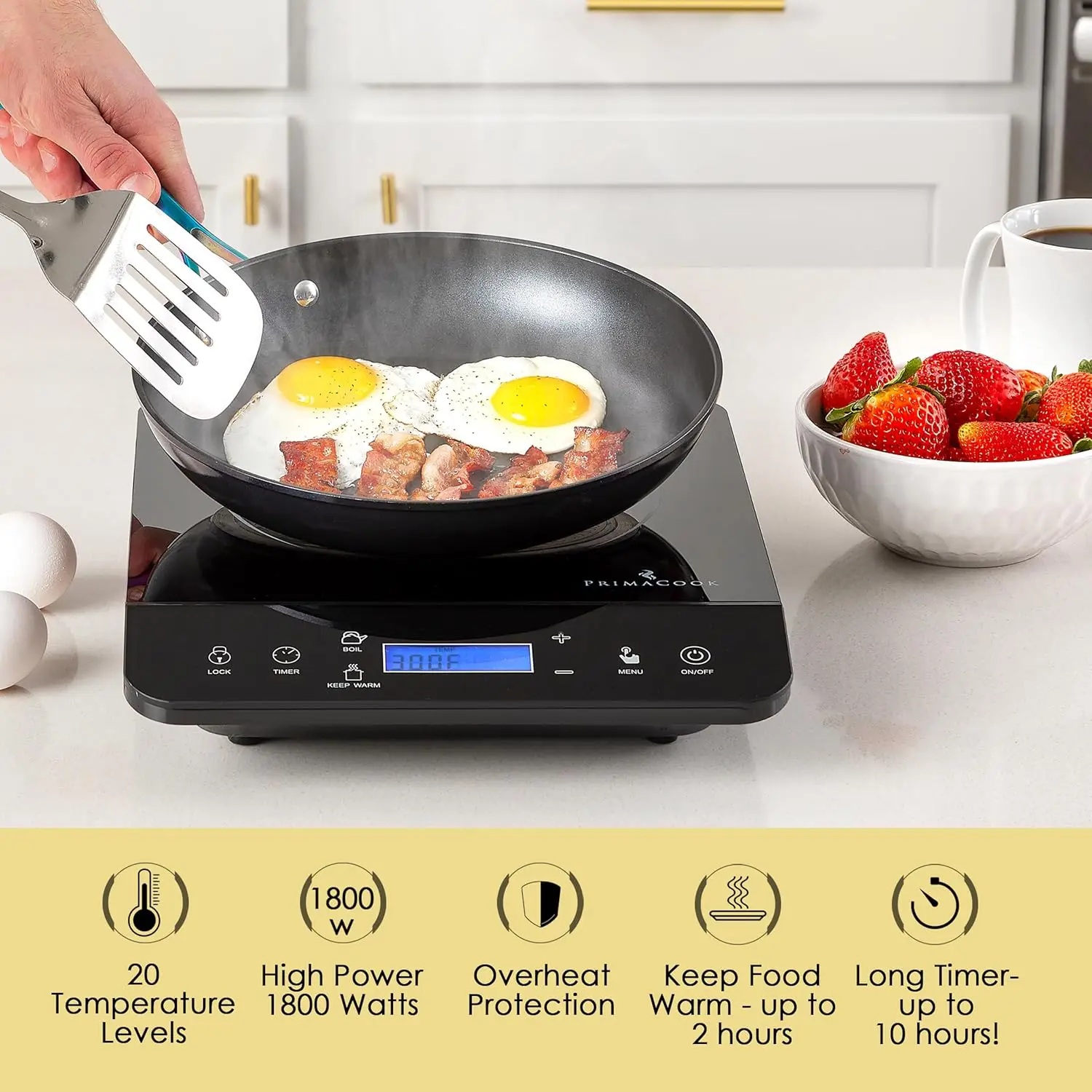 Portable Induction Cooktop - Single Burner Induction Hot Plate - Safe, Fast Heating for Gourmet Cooking - Sleek Design with