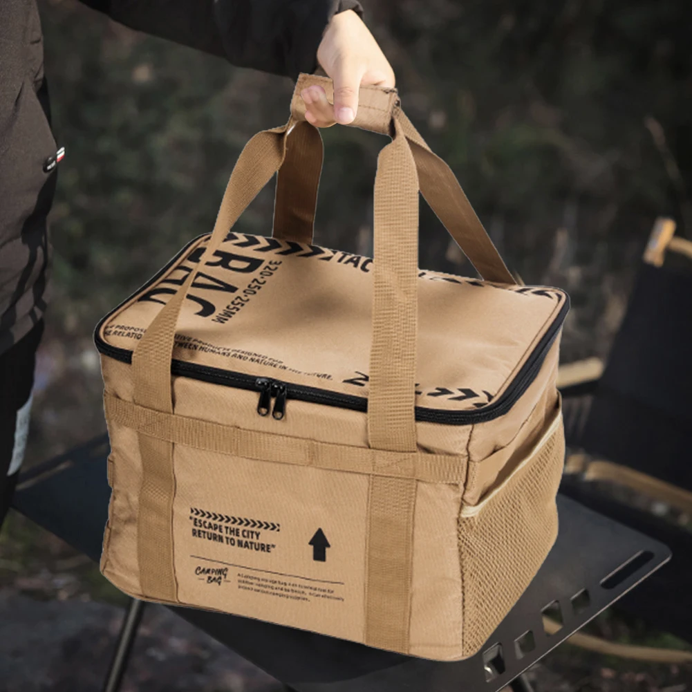 20L Picnic Bag Cookware Storage Bag with Handle Camping Storage Bag Camping Hiking Meal Bag for Beach Picnic Road Trip Travel