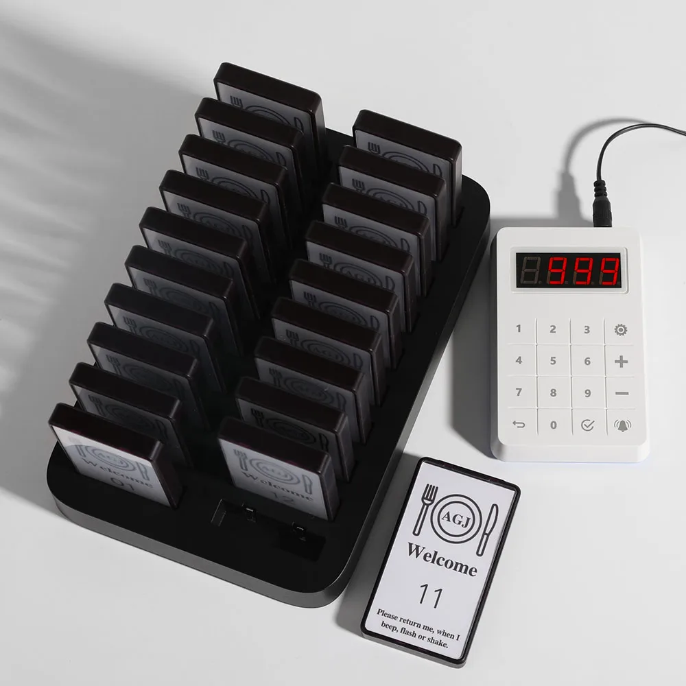 Wirelesslinkx Restaurant Pager System 20 Buzzers 1 Keypad Wireless Calling System for Restaurant Food Court Food Truck Church