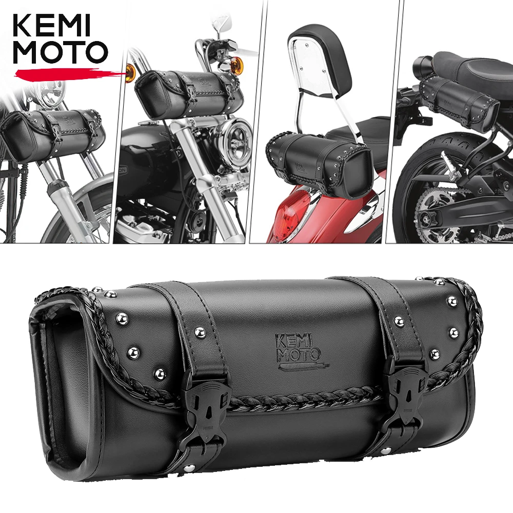 

Motorcycle Handlebar Bag Motorcycle Front Fork Bag Retro Roll Barrel Storage Pouch Universal for Sportster Softail Dyna Tool Bag