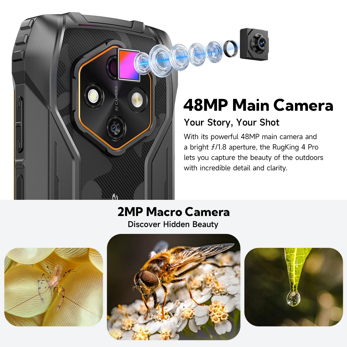 Ulefone RugKing 4 Pro Rugged Phone Android 15 Up to 16GB+256GB Waterproof Smartphone 10200mAh 48MP Camera NFC Global 6.56" 120Hz