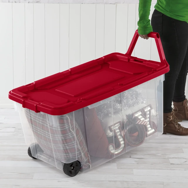 Sterilite 160 Qt. Wheeled Storage Box Plastic, Infra Red, Set of 2 -  AliExpress