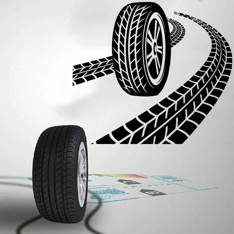 Tire Track Wall Sticker Wheel Wall Decals Garage Car Tire Repair Shop Wall Decoration Car Racing