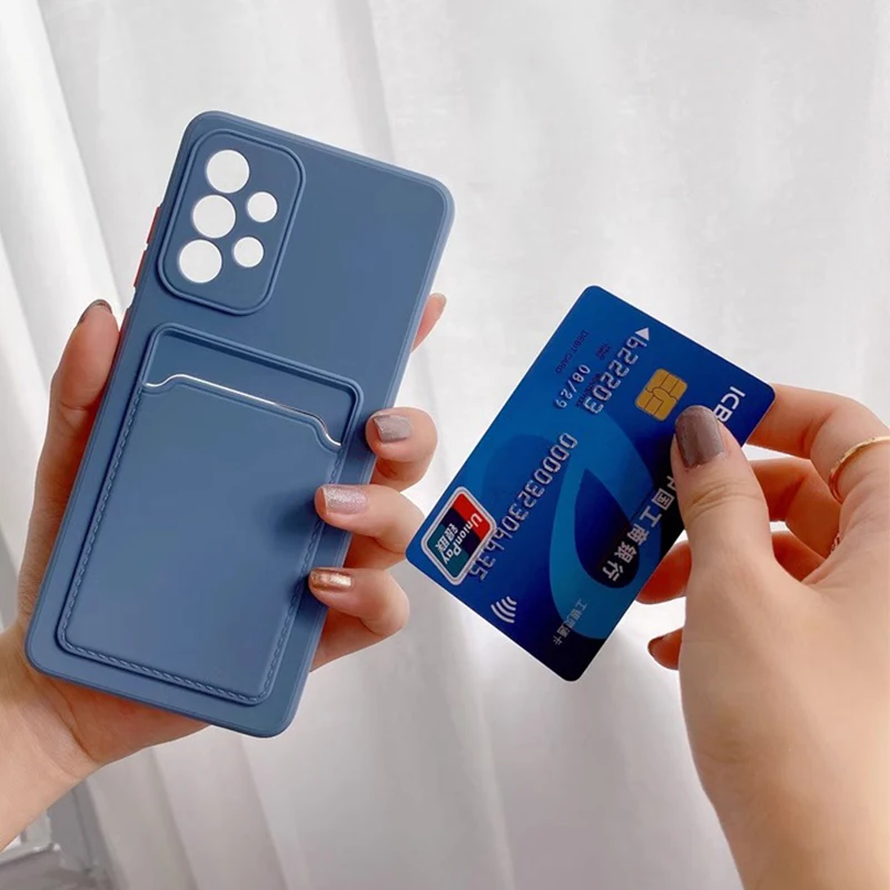 Luxury Silicone Wallet Card Holder Phone Case – Shockproof Soft Cover with Fine Hole Design