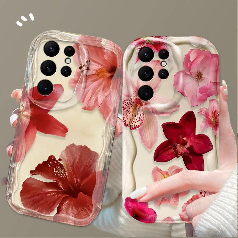 Realistic Red Sakura Clear Phone Case