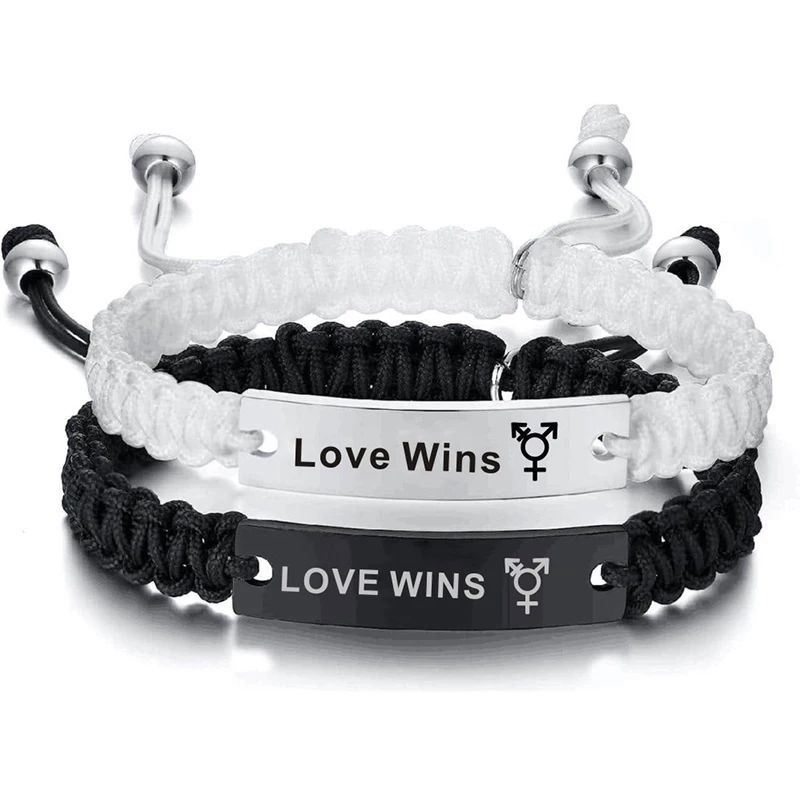 Lesbian Gay Bisexual Transgender Symbol Love Wins Braided Rope Adjustable Bracelet LGBT Pride Jewelry