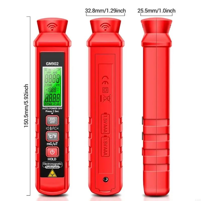 E28F Temperature Electromagnetic Field Radiation Detector Tester Meter Rechargeable Digital Screen Counter Emission Dosimeter