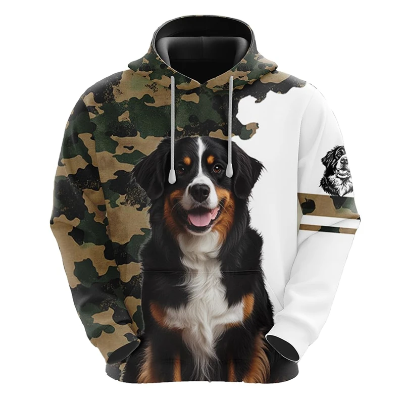 thumbnail image 1 of Sudadera con capucha con estampado 3D de perro de camuflaje para hombre, ropa de calle informal para hombre, chándal con estampado de perros y mascotas, jersey de camuflaje de Schnauzer y pastor alemá, 1 of 5