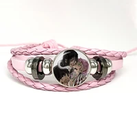 2024 New Fashion Anime Demon Slayer Kimetsu No Yaiba Bracelet Kamado Tanjirou Nezuko Handmade Leather Charm Bracelet Bangles 1