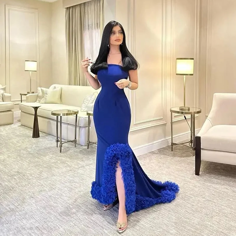 

Thinyfull Sexy Mermaid Prom Dresses Formal Strapless Split Evening Dress Saudi Arabia Dubai Cocktail Party Prom Gowns Plus Size