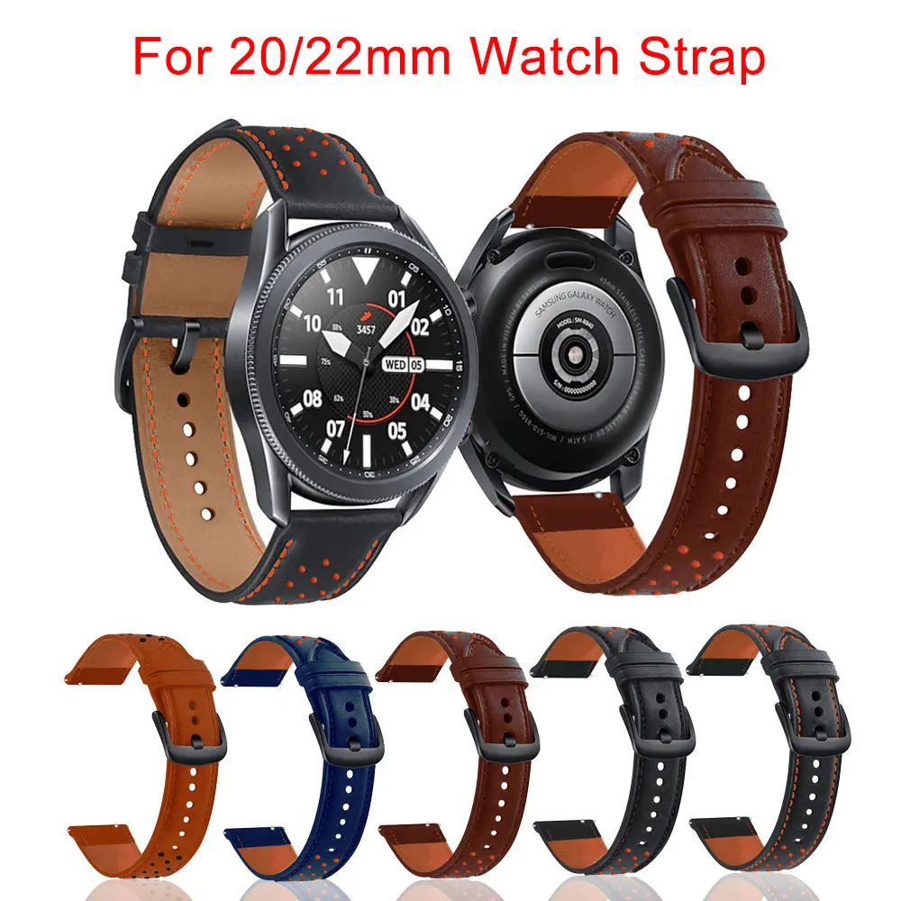 20 22Mm Leather Watchband Straps For Samsung Galaxy Watch 46Mm Gear S3 Frontier Smartwatch Silicone Wirstband Huawei Watch Gt