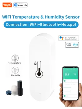 Tuya WiFi Temperature and Humidity Sensor Indoor Humidity Sensor Battery Powered APP Monitoring For Alexa Google Home Voice 1