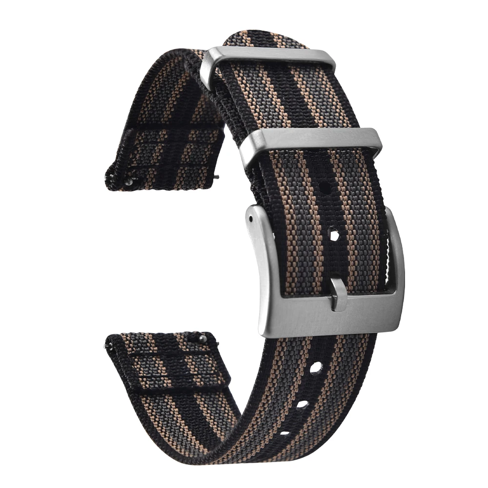 Two-Piece Ribbed Nylon Quick Release Watch Strap - Versatile Wristband Accessory