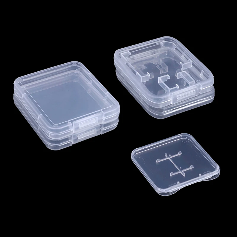 10Pcs Transparent Plastic Storage Boxes SD Camera CF Memory Card Case With Cover Phone TF Card Packaging Box memory card case photography storage case