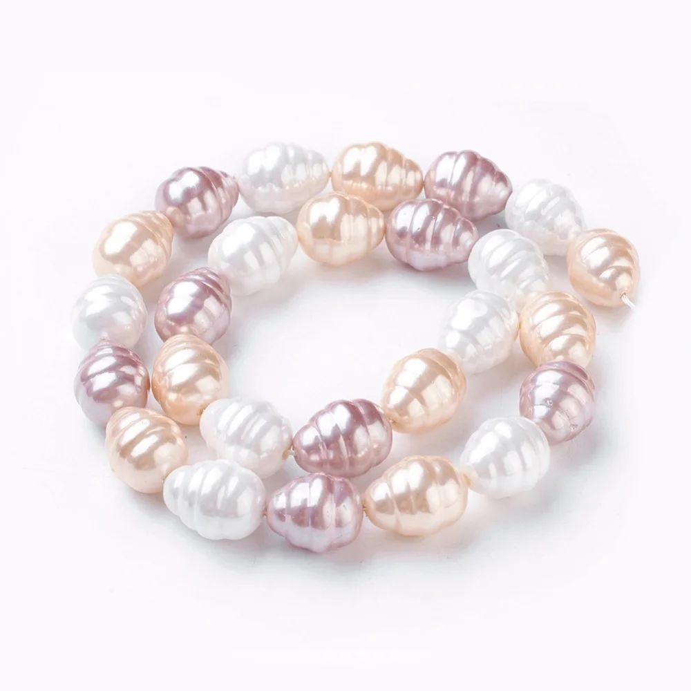 2Strand Electroplate Shell Pearl Beads Strands for jewelry making DIY bracelet necklace dangle earring decor,about 26pcs/strand