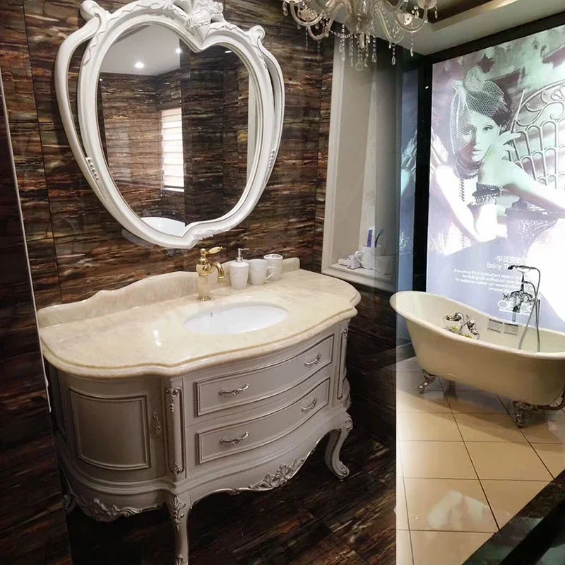 ~Luxury European style bathroom cabinet oak washbasin combination bathroom cabinet wash basin floor type