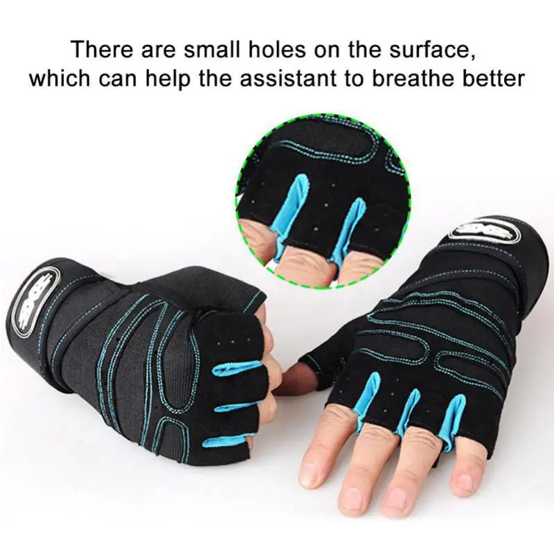 Outdoor Sport Gloves for Men Women Wrist Guard Fitness Gym Cycling Hiking Boxing Exercise Training Workout Long Wrist Fingerless 3
