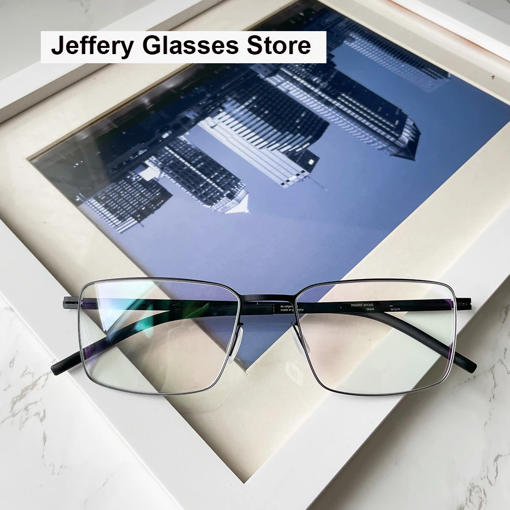 ScrewlessUltralightGlassesFramesMenSquareThinStainlessSteel
