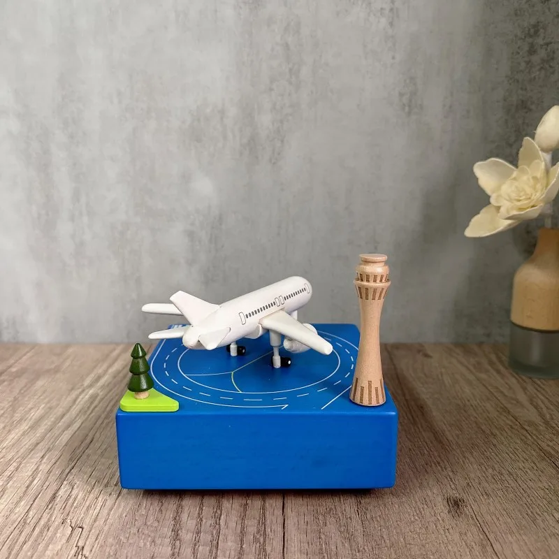 Big Plane Wooden Music Box. Boys Holiday Creative Gift Music Box. Home Decoration All Solid Wood Aircraft Model. Handmade Gifts