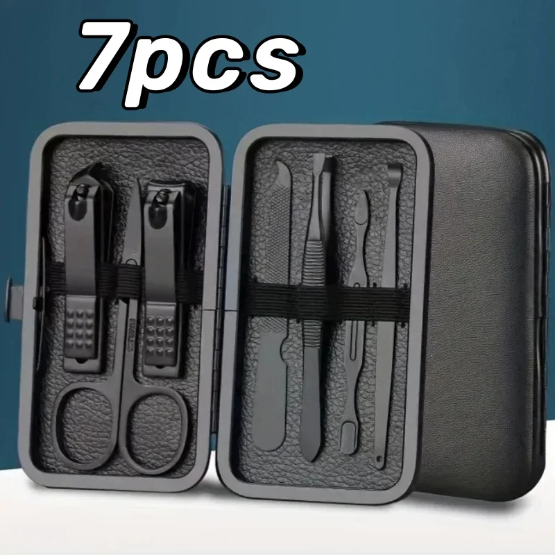 7/18pcs Black Nail Clipper Set Professional Stainless Manicure Nail Scissors Pedicure Care Kit with Travel Case Sharp Cutter nail clipper set,nail clipper,nail care kit,nail scissors set,nail clippers,manicure pedicure kit,manicure set,manicure sets,manicure nail clipper set,nail clippers kit