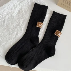 Cozy Thicken Winter Casual Socks - Soft Knit Snow Boot Hosiery - One Size (Black)