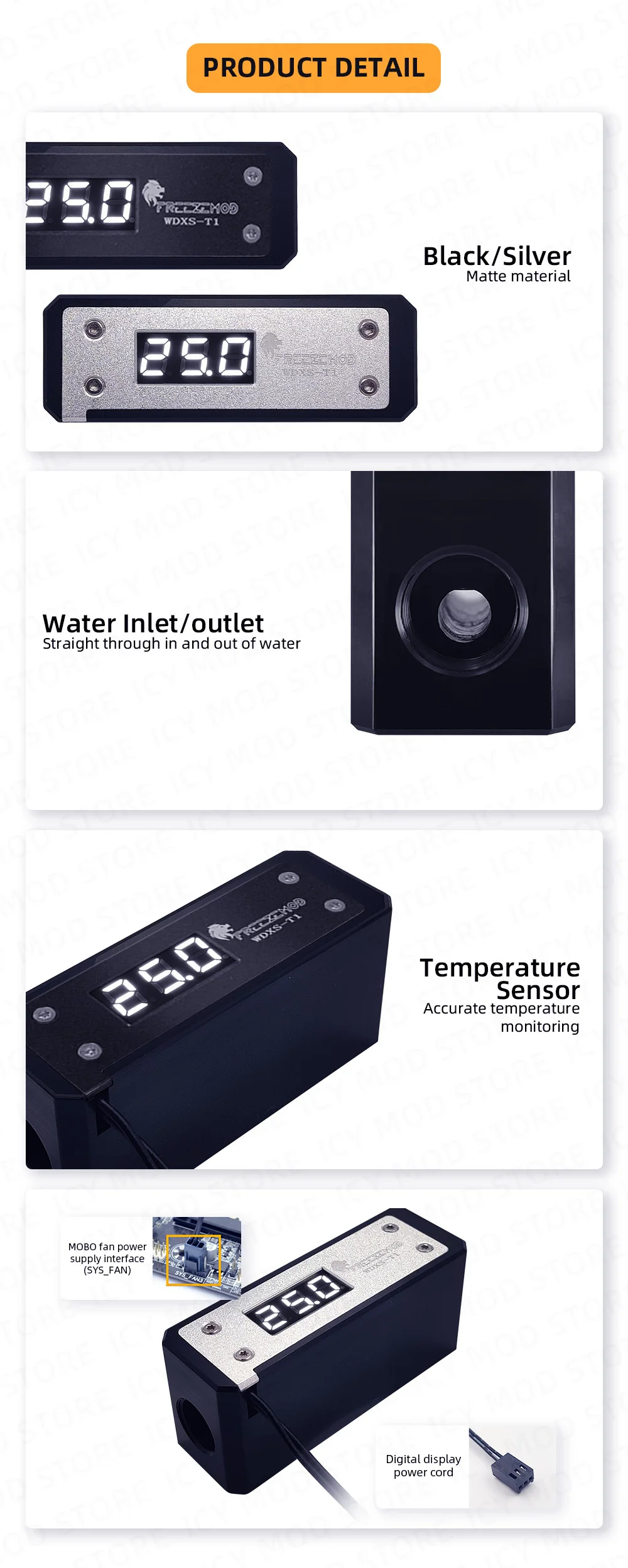 a Água, POM Temperatura Sensor, Detecção Elétrica, Iluminação WDXS-T1