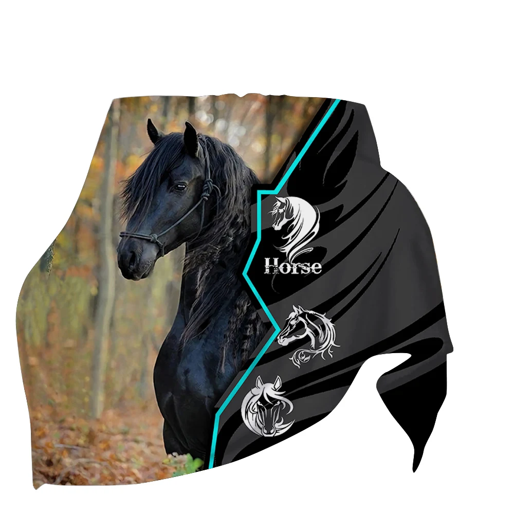 

CLOOCL Frisian Horse Warmth Flannel Blanket Print Animal Throw Blanket Hiking Picnic Blanket Office Nap Blanket Sherpa Blanket