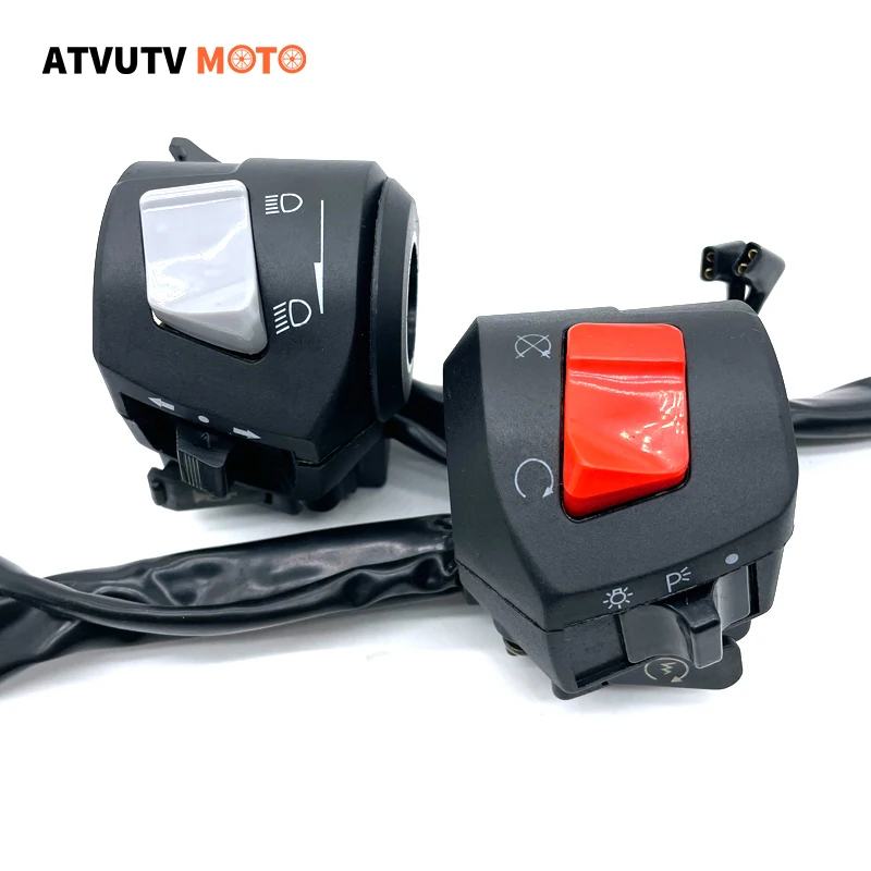 

1 Pair Motorcycle Handle Bar Left Right Switches Horn Turn Signal Headlight Electric Start Handlebar Controller Switch Universal