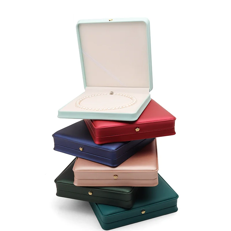 

Pearl Necklace Box Portable Jewelry Organizer Necklace 1pcs Storage Box PU Wedding Premium Gift Case