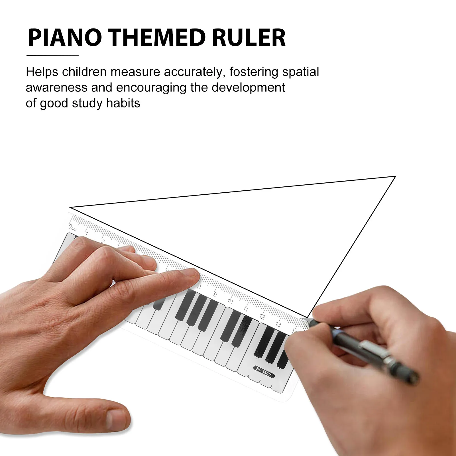 15Pcs 피아노 키보드 눈금자 학교 교실 기하학 그리기 문구용 투명 플라스틱 측정 도구