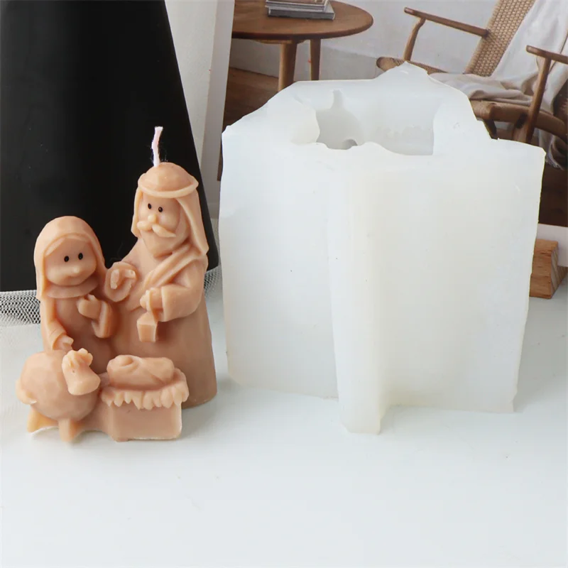 Elegant Holy Family Nativity Candle Mold