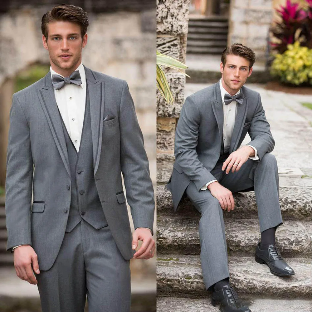

Elegant Full Men's Suit England Style 3 Piece Fashion Peak Lapel Single Breasted Blazer Formal Wedding Groom Tuxedo Male Suit