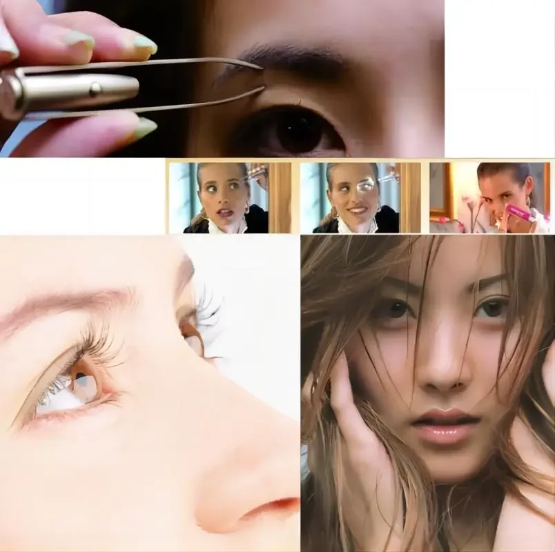 Portable Stainless Steel Smart Design Eyebrow Hair Remove Tweezer With LED Light Makeup Tool