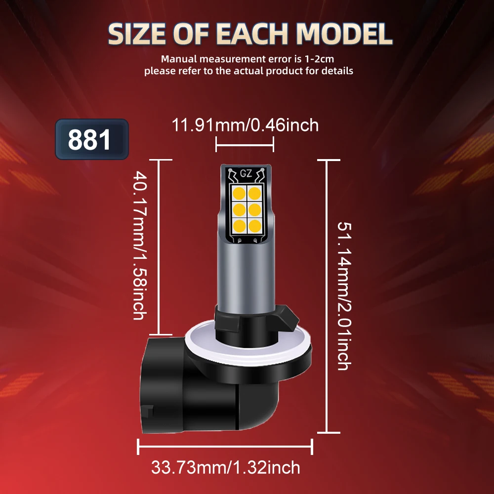 881 LED 안개등 슈퍼 브라이트 886 889 894 896 898 LED 안개등 교체품 (닷지 스트라투스 2001 2002 2003 2004 2005 용)