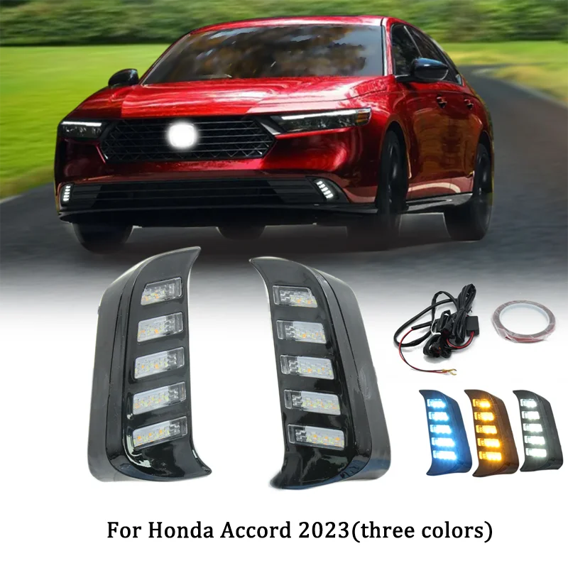 

2pcs For Honda Accord 2023 LED Daytime Running Light Waterproof Yellow Turn Signal Indicator Light Bumper DRL Fog Lamp