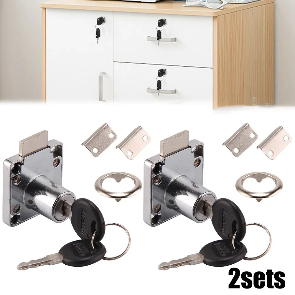 Drawer Lock 2pcs 2Locks 4Keys Steel Cam Furniture Hardware