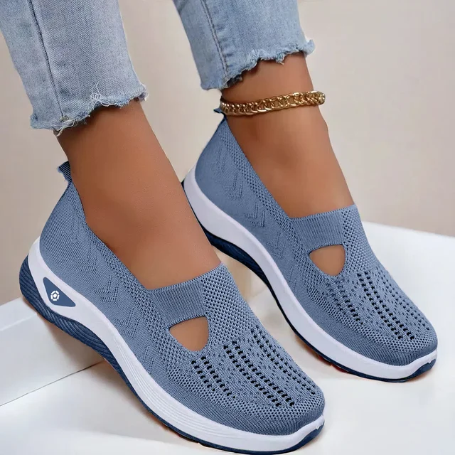 Tênis feminino respirável, sapatos de caminhada malha baixa superior para mulheres, vulcanizados sola macia .