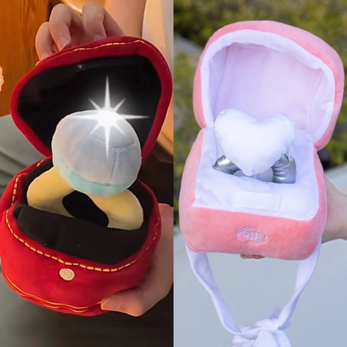 

Ins Couple Ring Box Plush Toy Love Diamond Ring Case Pet Chew Toy Bite Sounds Propose Wedding Girl Gift Stuffed Vocal Kids Toy